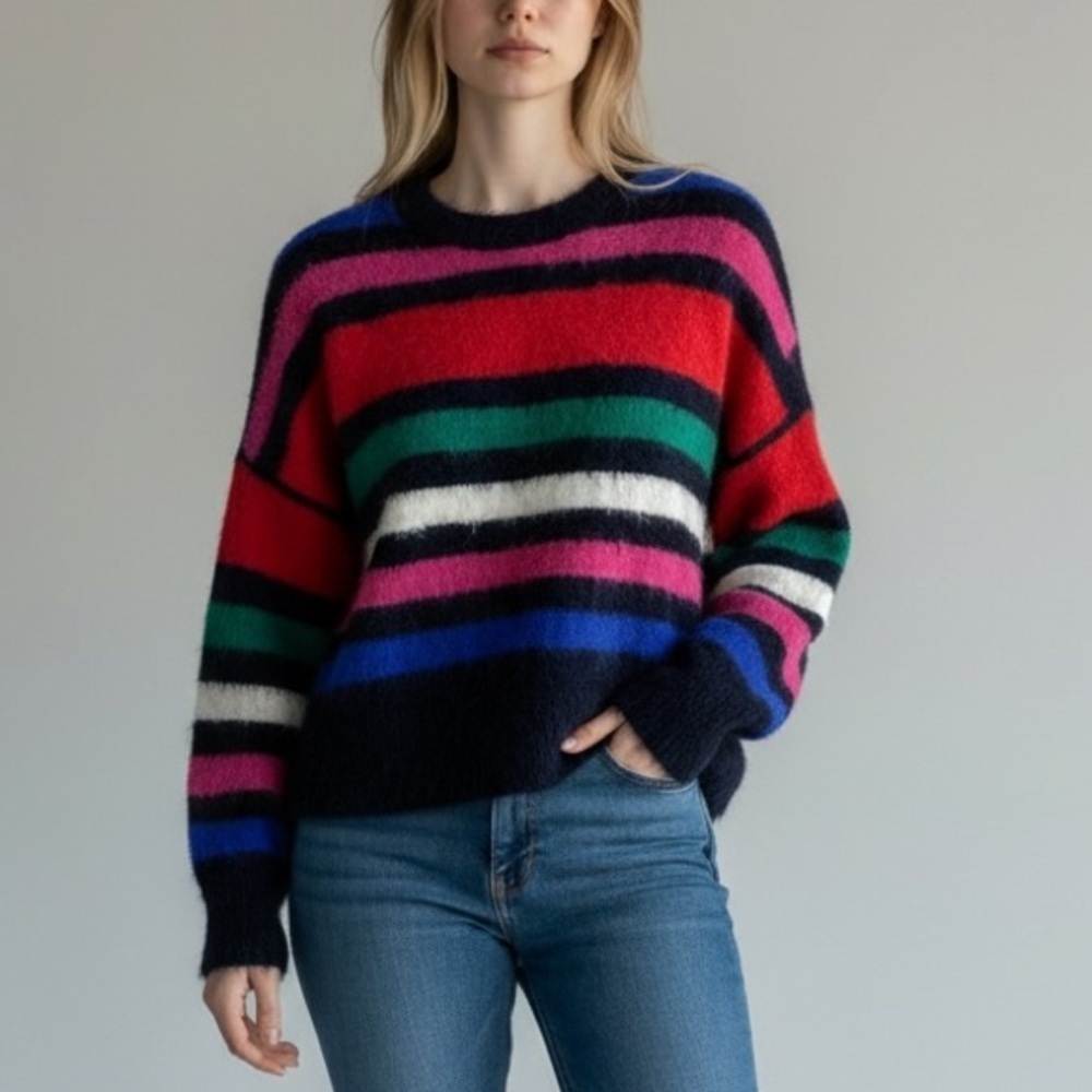 A New Day Fuzzy Knit Striped Sweater